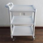 Modular 3-Shelf Medical Storage Cart with Pull-Out Drawers Easy Assembly Plastic Trolley for sale