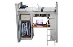 China Single / Double People Detachable Metal Frame Bed with desk Cabinet supplier