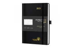 China Student Vertical Layout Weekly Planner 2023 Leatherette Paper Ivory Paper Black supplier