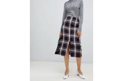 China 2019 fashionable new arrival tartan with zip detail midi skirt supplier