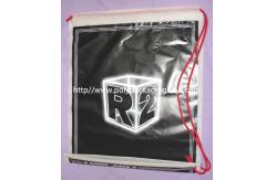China Promotional CPE LDPE Plastic Drawstring Backpack Single Shoulder , Black supplier