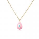 Turkish 14k Gold Necklace Jewelry Evil Eye Bead Pendant Necklace for sale
