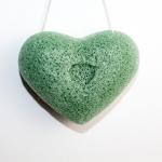 Heart Shaped Green Tea Konjac Sponge Balance PH Face Sponge For Foundation for sale
