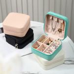 Square Jewelry Set Gift Box Mini Box for Women Girls Fashion Solid Luxury Portable PU Leather PVC Cardboard for sale