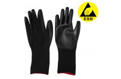 China Lengthen Anti Static Gloves Polyester Black ESD PU Palm Coated supplier