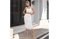 China Zipper Back Two Piece Lace Dresses No Sleeve Lace Skirt And Top Set supplier
