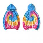 Breathable Cotton Tie Dye Zip Mens Oversized Pullover Hoodie