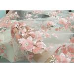 Rich Beaded Flower Net Fabric With Sequins , Bridal Lace Fabric By The Yard