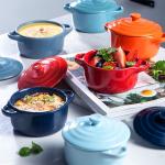 Anti Scald Baking Ceramic Oven Bowl With Lid Double Ear Multifunctional for sale