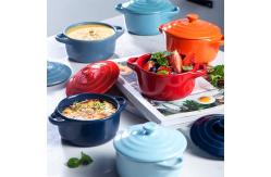 China Anti Scald Baking Ceramic Oven Bowl With Lid Double Ear Multifunctional supplier