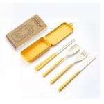 3 Piece Dinner Set Packaging Box Travel With Folding Chopsticks Spork Tableware for sale