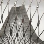 Silver Stainless Steel Balustrade Mesh , Custom Size Metal Mesh Stair Railing