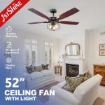 1stshine Ceiling Fan with MDF Wood Blades and Remote Control Traditional Design 10- for sale