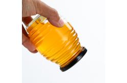 China Bee Shape Little Glass Jars , Fancy Threaded Round Glass Jar With Lid supplier