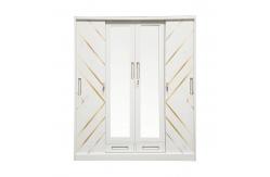 China Kd Structure Lockable Sliding Door Metal Wardrobe Almirah  With Mirror supplier