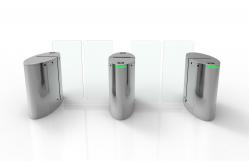 China Half Height Glass Sliding Speed Gates Turnstile With Card Reader Access Control supplier