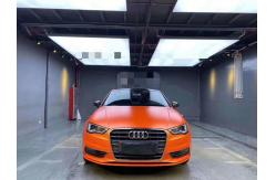 China Cars scratch resistant vinyl wrap swipeable Matte Metallic Orange Wrap supplier