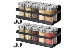 China Magnetic Fridge Organizer With Black Seasoning Racks And Free Hooks supplier