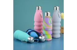 China Silicone Foldable Biodegradable Reusable Water Bottles 550ml Grey Customized supplier