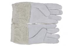China Three Layer Cotton Mesh Goatskin Beekeeping Gloves with White Short  Sleeve supplier