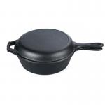 Pre Seasoned Cast Iron Casserole Frying Pan 2 In 1 10 Inch for sale