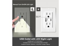 China Plastic Eletrical USB Power Socket 15A 125V With Night Light supplier