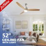52in solid wood Remote Control Smart App Control Wifi led Ceiling Fan With Light for sale