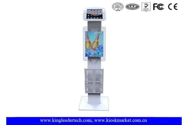 Freestanding Ipad Mini Stand Secure Ipad Kiosk Lockable , Logo Panel And Leaflet Rack