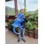 Hand Puppet Simulation Blue Realistic Animatronic Dinosaur Baby With Wings