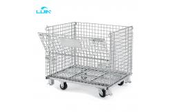 China Customized Galvanized Collapsible Folded Stackable Warehouse Metal Wire Mesh Heavy Duty Pallet Cage supplier