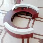 Red Counter Office Reception Desk Salon Design Curved Shape for sale