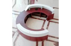 China Red Counter Office Reception Desk Salon Design Curved Shape supplier