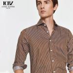 Summer Striped Shirt for Men No-Iron Long-Sleeved Business Casual Slim Fit Suit Shirt for sale