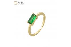 China Square Crystal Zircon 18k Diamond Rings Gold Plated Adjustable Opening supplier