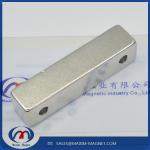 Large block Neodymium magnets with two countersunk holes for sale