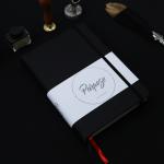 Custom A5 Wide Ruled Hardcover Writing Notebook with Back Pocket Double Bookmarks