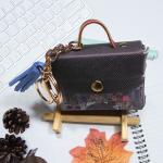 Lightweight Leather Mini Bag Keychain With Gold Plating for sale