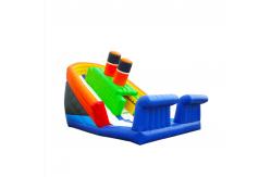 China Orange And Green Inflatable Slides With White Sliding Surface supplier