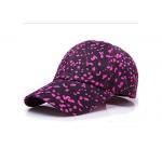 China Women / Men Purple Cotton Baseball Cap 6 Panel Logo Flat Embroidery 100% Cotton manufacturer