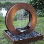 Led Light Corten Steel Water Feature For Garden