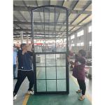 Custom Large UPVC Single Hung Window Black Glass Grid Top Curve French Windows