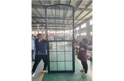 China Custom Large UPVC Single Hung Window Black Glass Grid Top Curve French Windows supplier