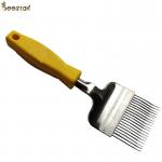 Durable Yellow Hive Tools stainless steel Honey Uncapping fork with plastic handle for sale
