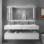OEM/ODM Wall Mount Floating Bathroom Vanity Sink Slate Top Solid Wood