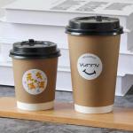 12oz Double Wall Paper Coffee Cups With Lids And Straws Disposable