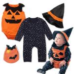 Unisex Cute Newborn Baby Clothes Halloween Playsuit 3 Sets Pumpkin Rompers for sale