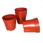 Red Hard PE Coated Round 1 Gallon Nursery Pots With Plastic Tray