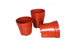 China Red Hard PE Coated Round 1 Gallon Nursery Pots With Plastic Tray supplier