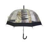 Dome Shape Clear POE Umbrella With Scenery Printing for sale