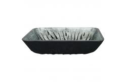 China Gray Rectangular Vessel Sink Hot Melt Hand Drawing Tempered Glass Vanity Sink supplier
